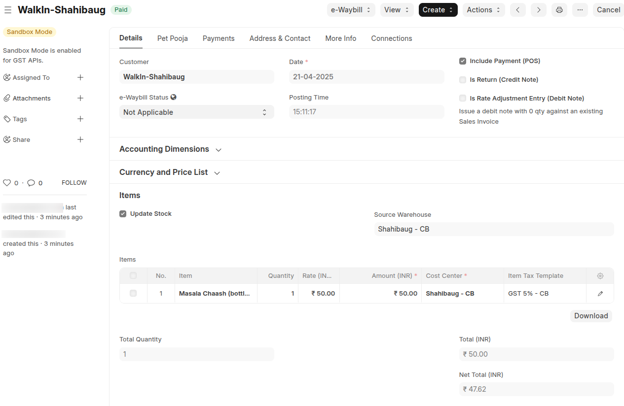 Sales Invoice